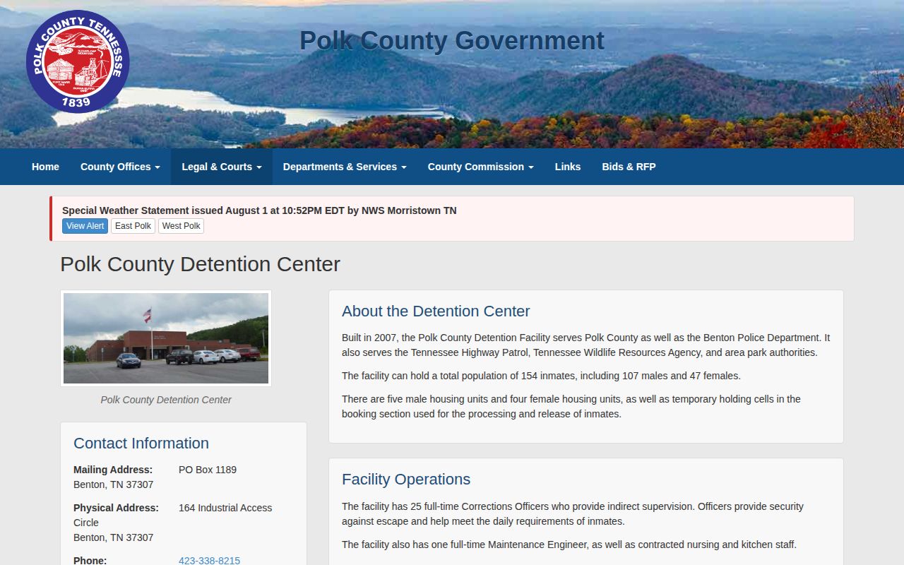 Polk County Detention Center release processing information