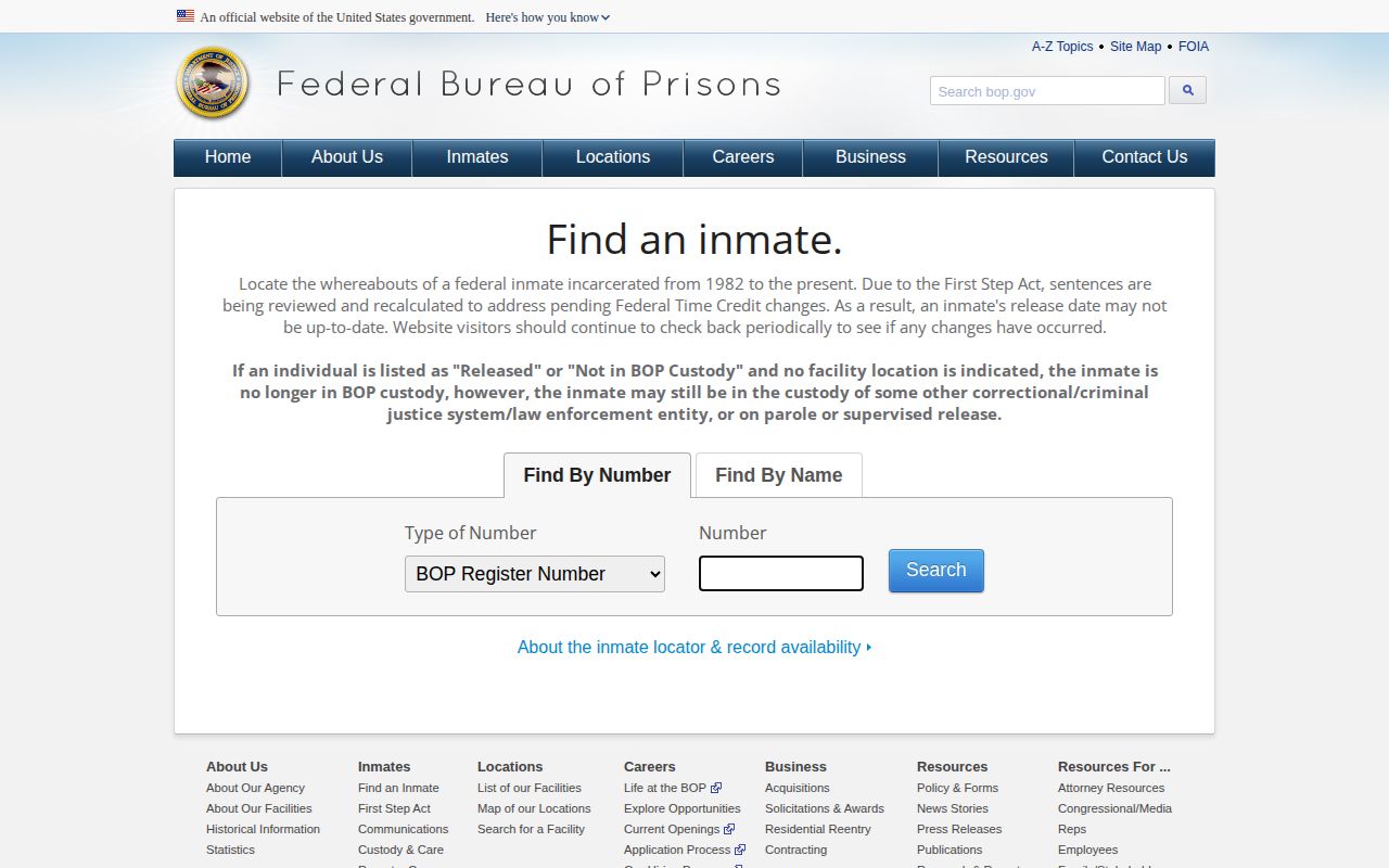 Federal BOP locator for Polk County released inmate records