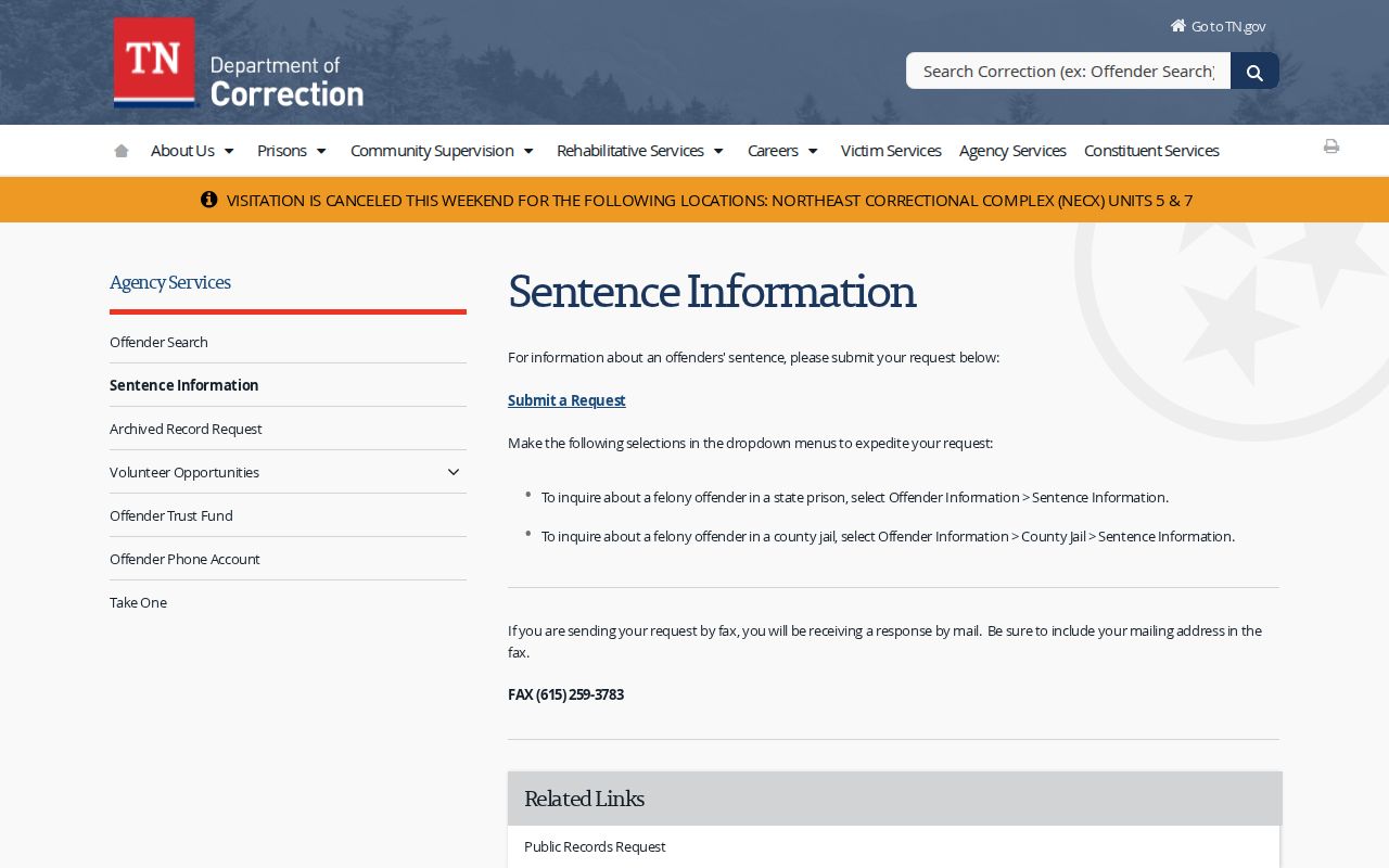 Polk County projected release date TDOC sentence information route