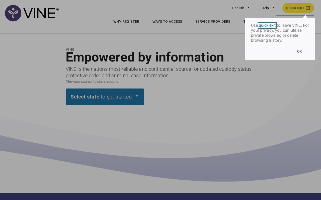 VINELink state selection for Polk County released inmate checks